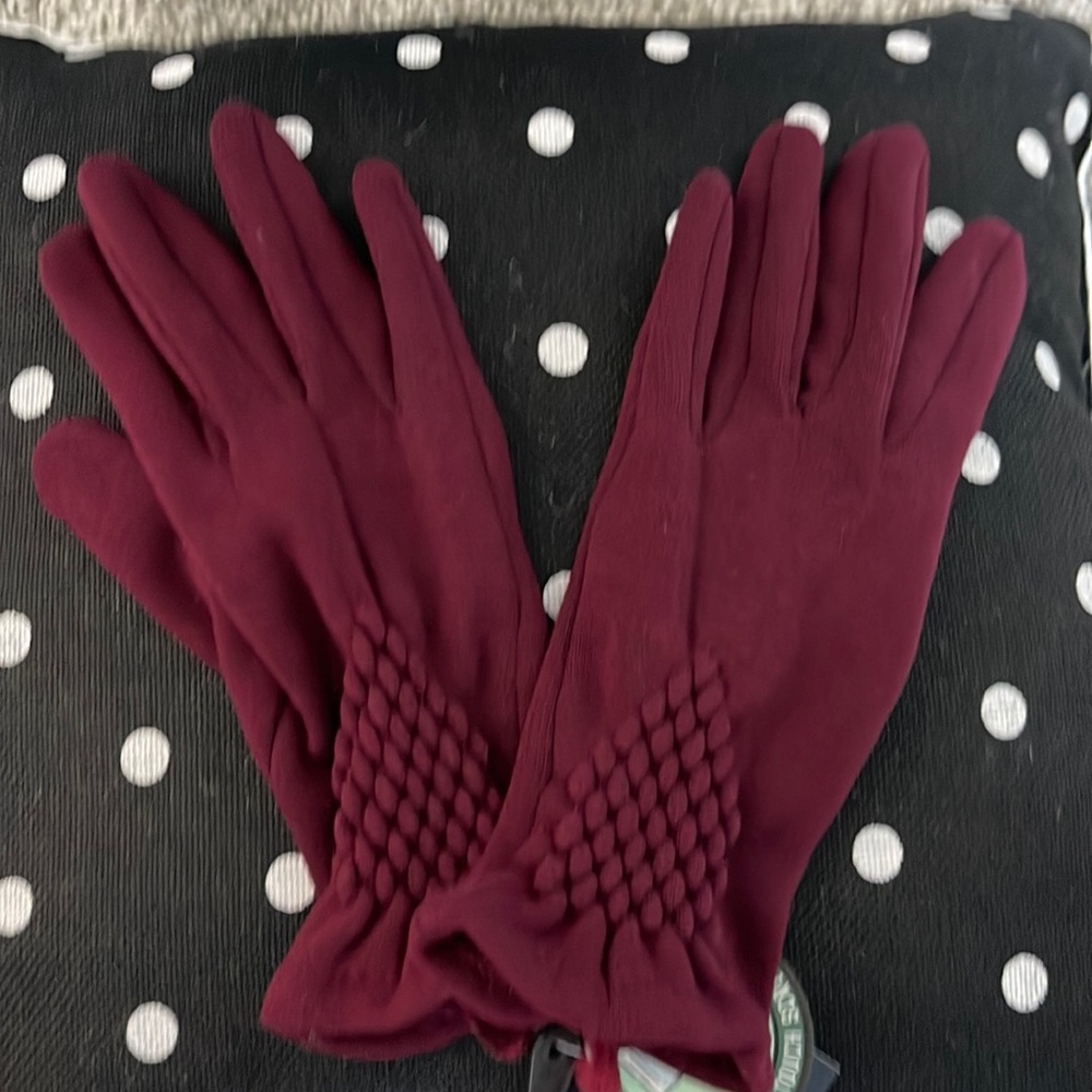 Adrienne Vittadini burgundy colored Gloves one size new